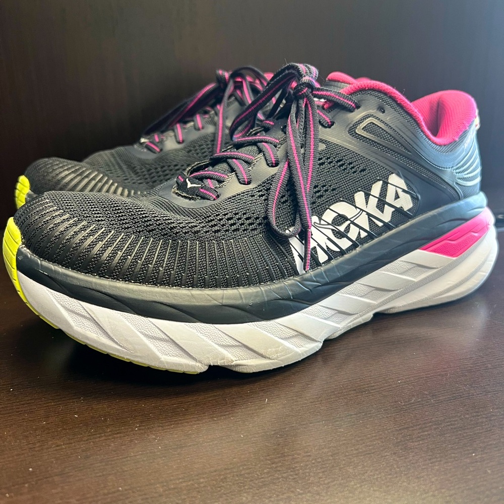 Hoka One One Women's Bondi 7 - Blue Graphite/Festival Fuchsia Size 8.5